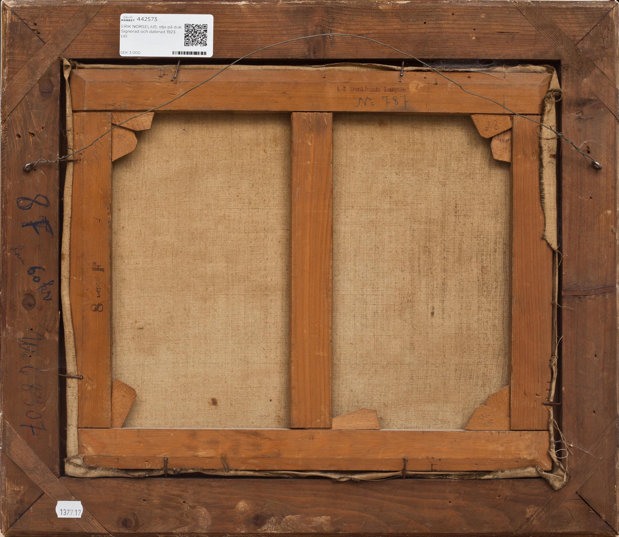 ERIK NORSELIUS, olja på duk. Signerad och daterad 1923.