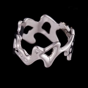 RING, 14K vitguld, diamanter, finska kontrollstämplar. Vikt ca 4,9 g.
