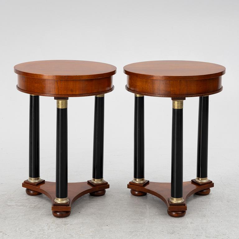 A pair of Empire style bedside tables, Fiorini Furniture, Italy.