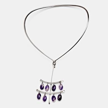 154. Vivianna Torun Bülow-Hübe, a sterling and amethyst necklace, Georg Jensen, Denmark, design nr 167 and 136.