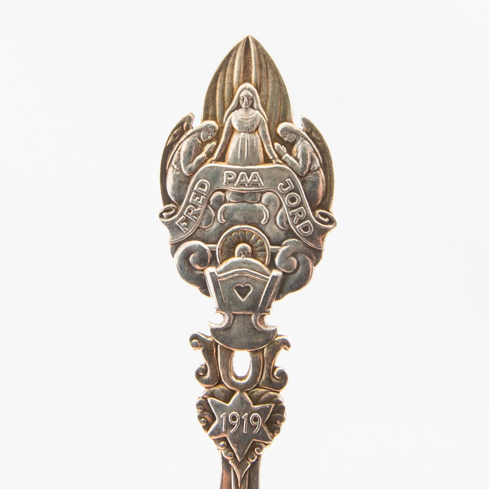 Anton Michelsen, anniversary spoons 10 pcs sterling silver for Georg Jensen, Denmark, second half of the 20th century.