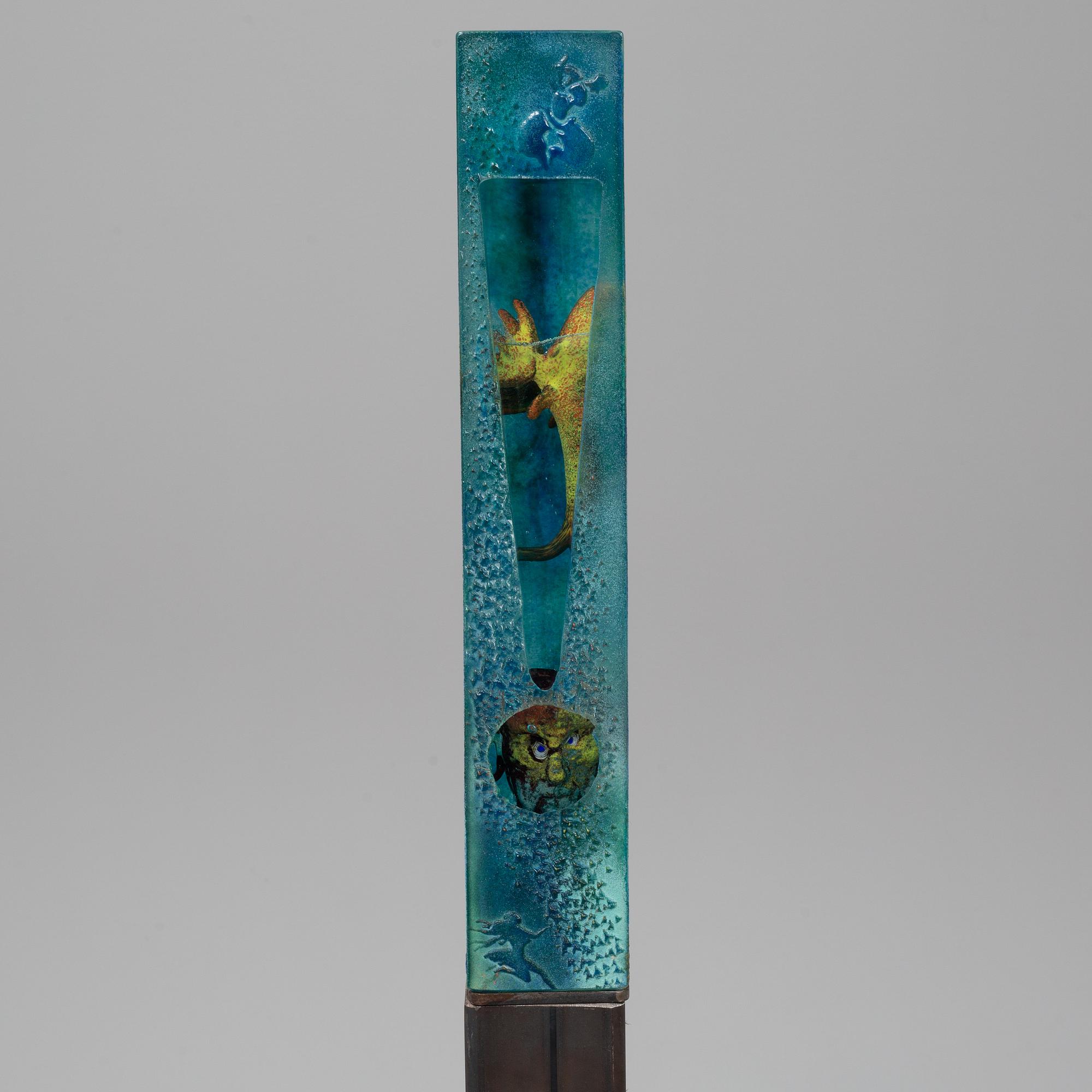 KJELL ENGMAN, a unique sand cast glass sculpture, Kosta Boda, Sweden.