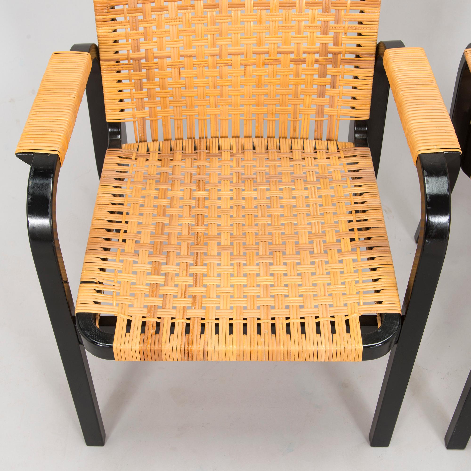 Alvar Aalto, four 1970s '45' armchairs for Artek.