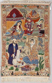 Matta, semiantik Isfahan, part silk, ca 101 x 66 cm.