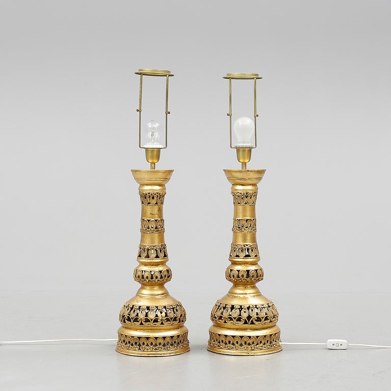 BORDSLAMPOR, ett par, 1900-tal.