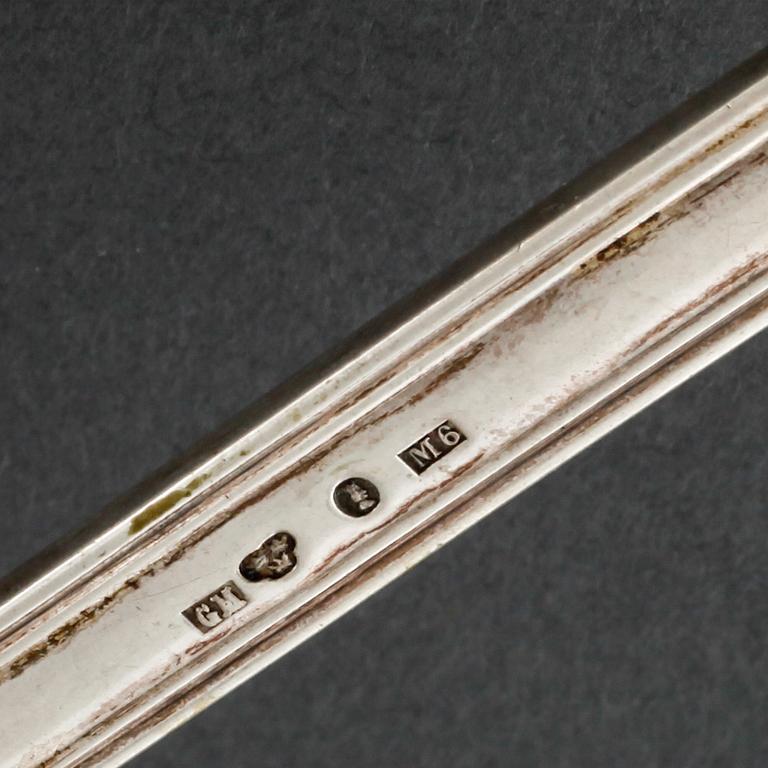 22 swedish silver spoons and one ladle, from the 19th and 20th century.