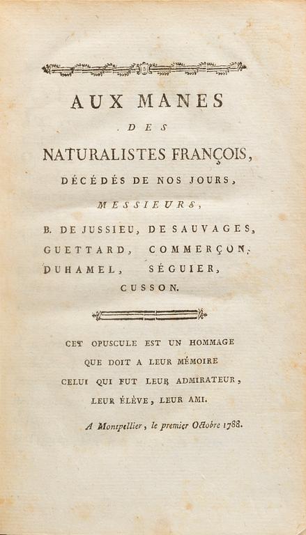 NOTICE DES INSECTES DE LA FRANCE... AV PIERRE JOSEPH AMOREUX PARIS 1789.