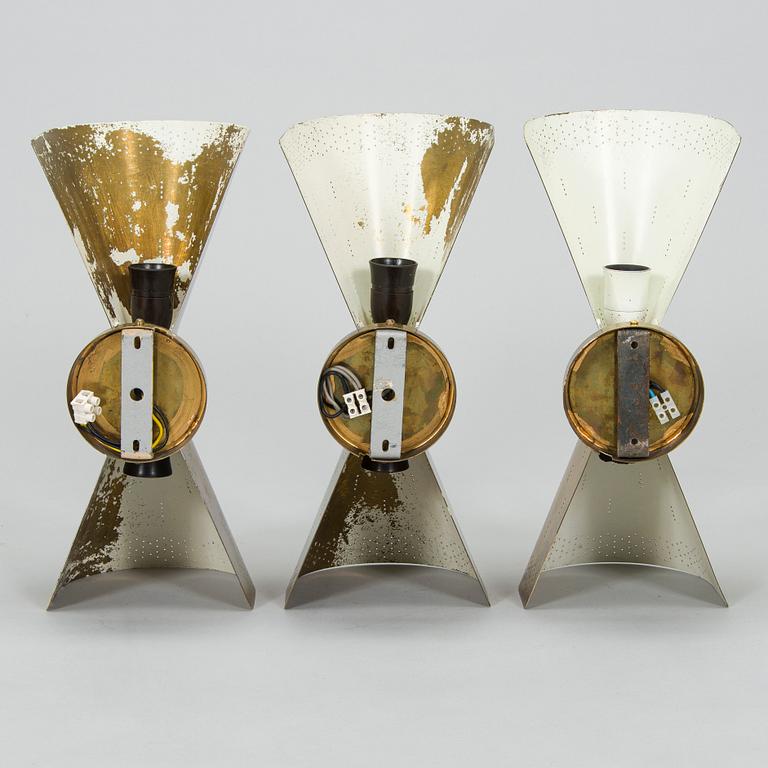 Paavo Tynell, three mid-20th century 'K 8 -1/2' wall lights for Taito.