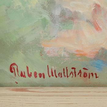 RUBEN WALLSTRÖM, olja på pannå. Signerad.