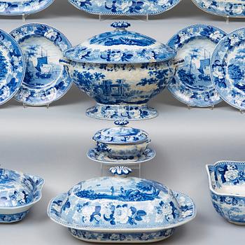 A Swedish Rörstrand creamware dinner servis, circa 1830. (59 pieces).