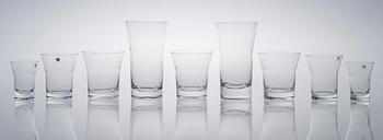 ALVAR & AINO AALTO, drinking glasses, 9 pcs, model 2043, Iiittala. In production 1987-1992.