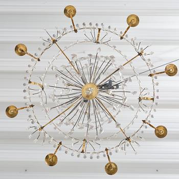A late Gustavian gilt brass and cut glass eight-branch chandelier, Stockholm, late 18th century.