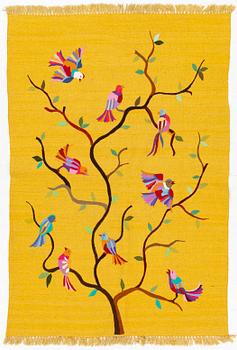 Rug, hand-embroidered Kelim, approx. 177 x 122 cm.