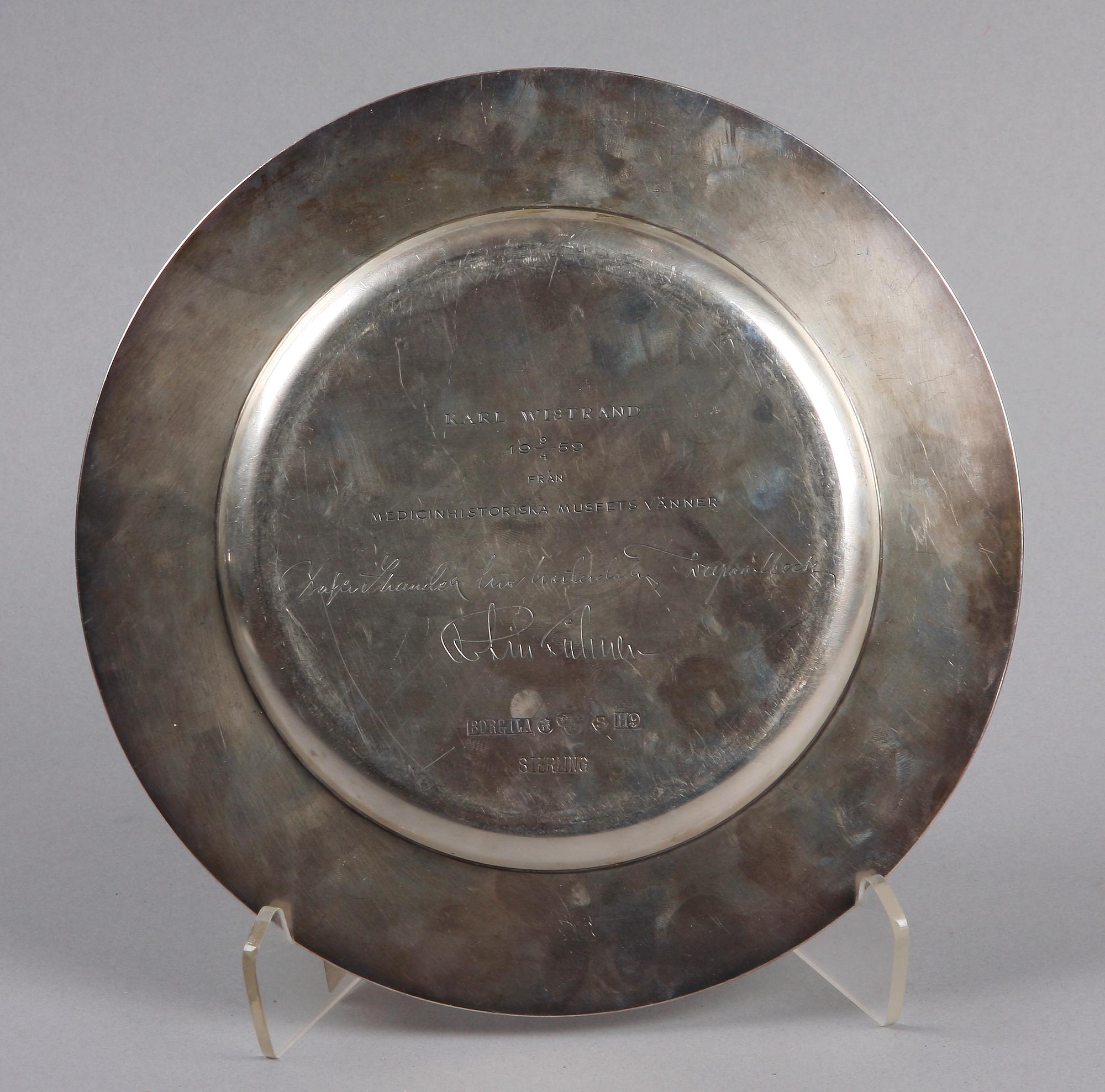 TALLRIK, sterlingsilver, Borgila, Stockholm 1958.