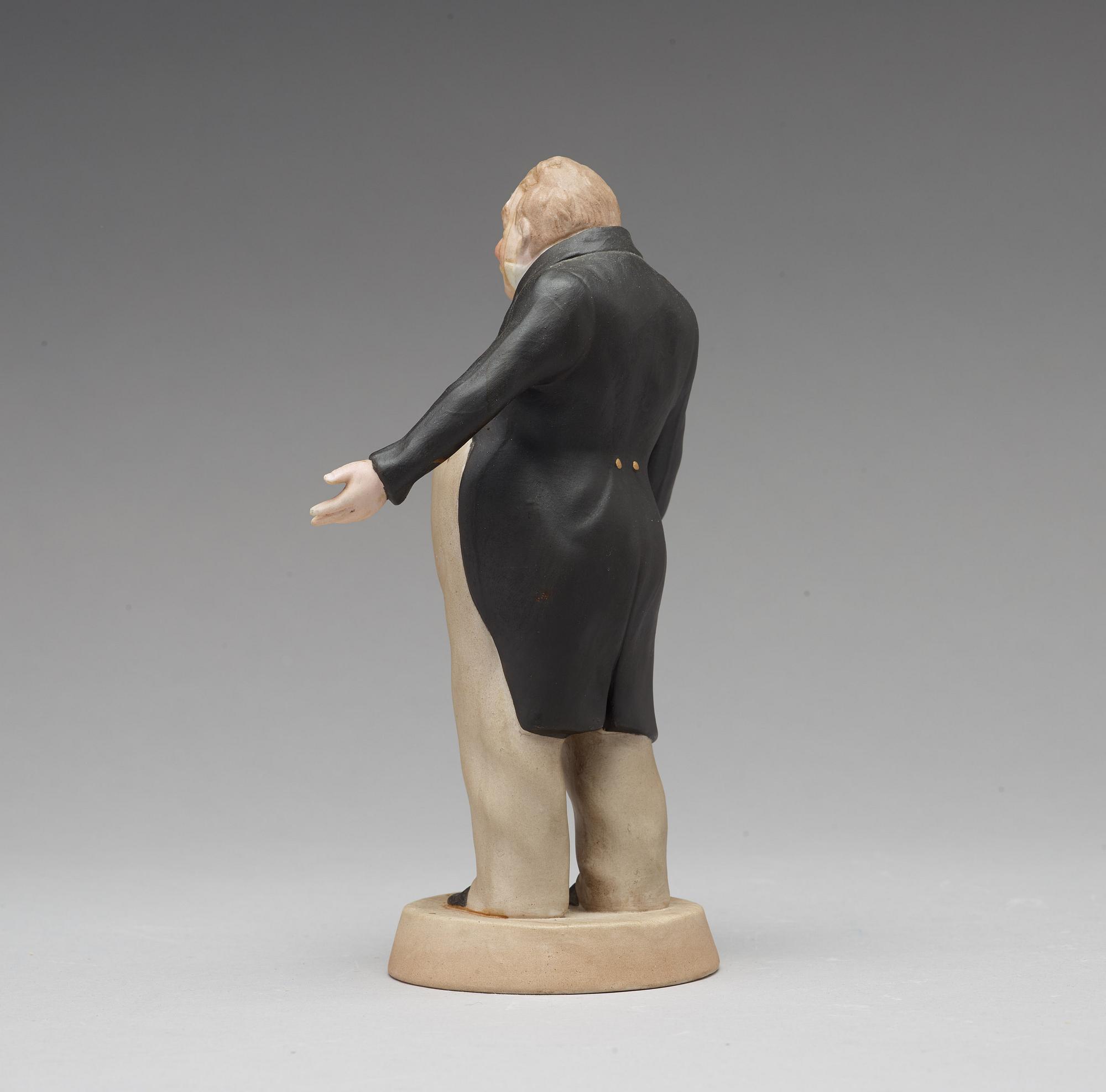 A bisquit porcelain figure of Sobakevich from Gogol's 'Dead Souls', Gardner, Moscow, 1880-1917.