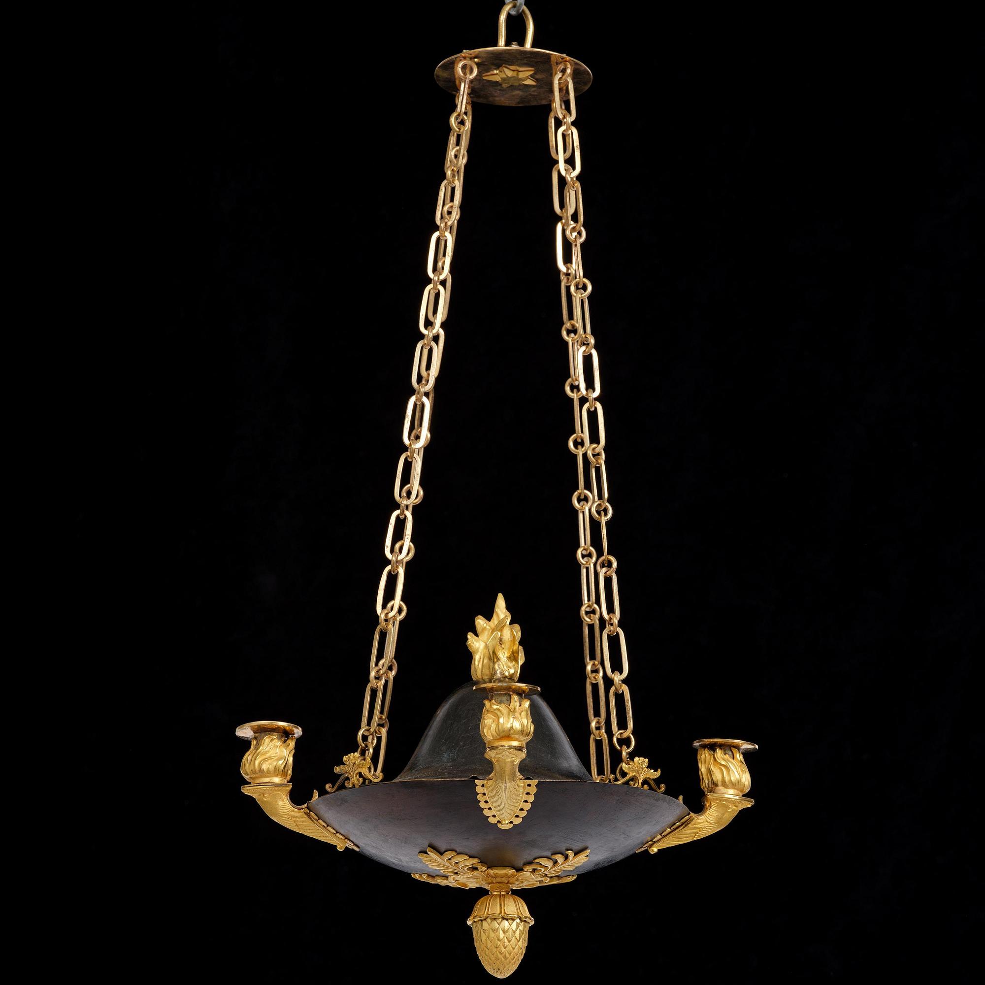 A Swedish Empire four-light hanging-lamp, first part of the 19th century.