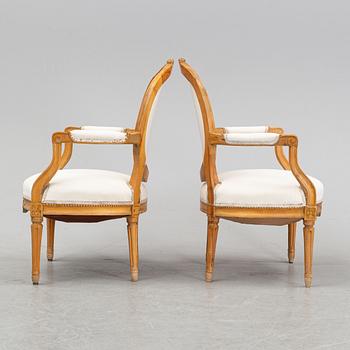 A pair of Gustavian armchairs, late 18th century.