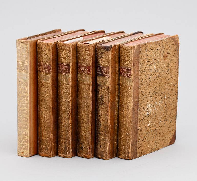 BOKVERK, 6 vol, "Kongl. Svenska Theatren", Stockholm 1778-85.