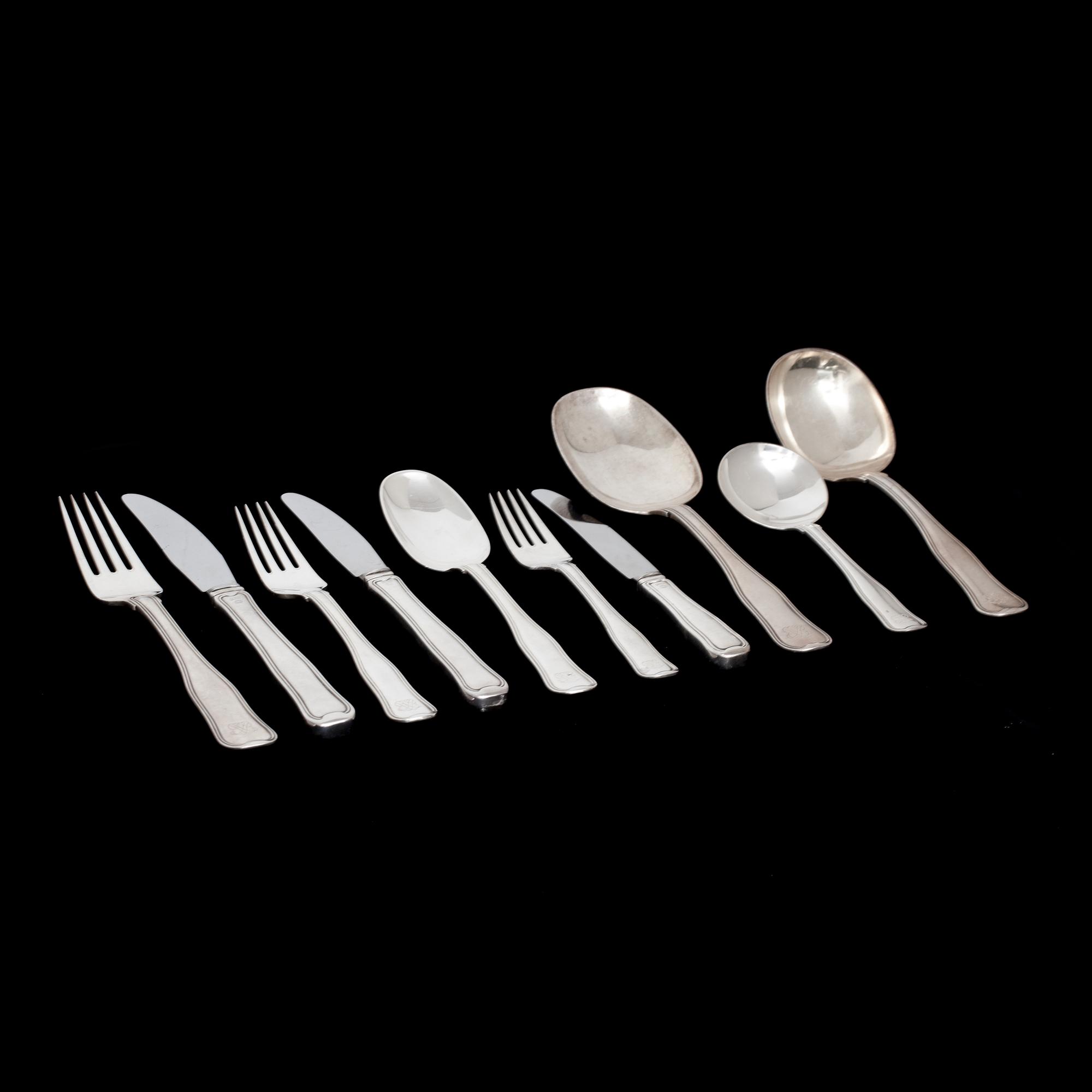 HARALD NIELSEN, bestickuppsättning, 148 delar, "Gammel Dansk/ Old Danish", Georg Jensen, Köpenhamn 1945-77, sterling.