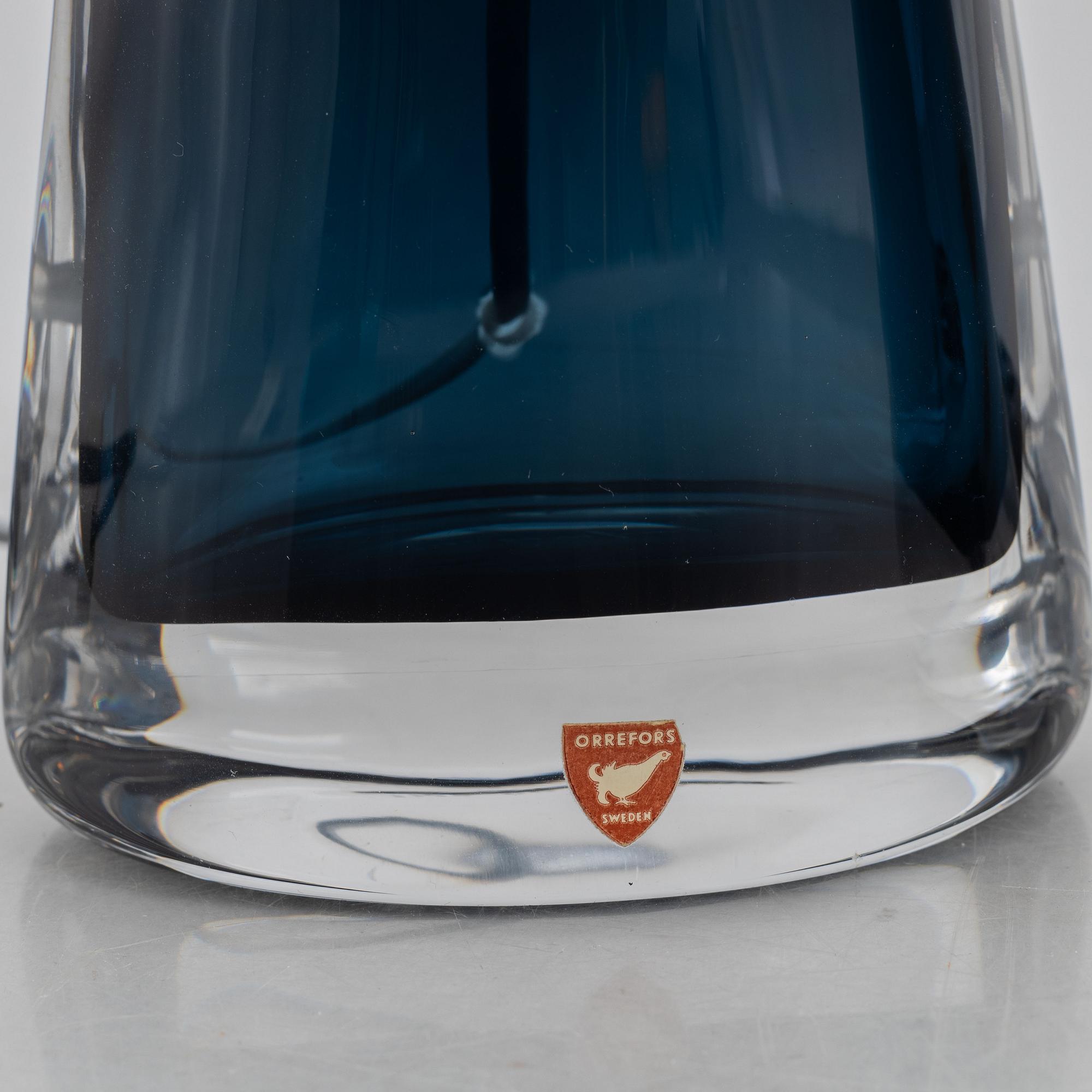 Carl Fagerlund, a pair of model "1566" table lamps, Orrefors, Sweden, second half of the 20th century.