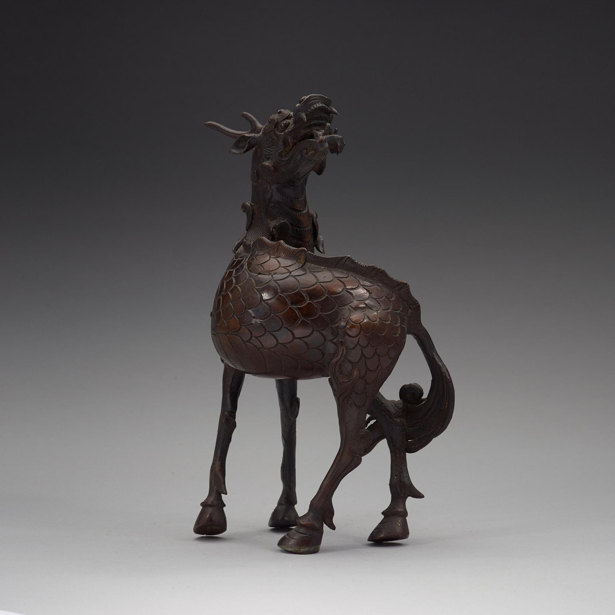 A Japanese bronze censer with cover, 19th Century.