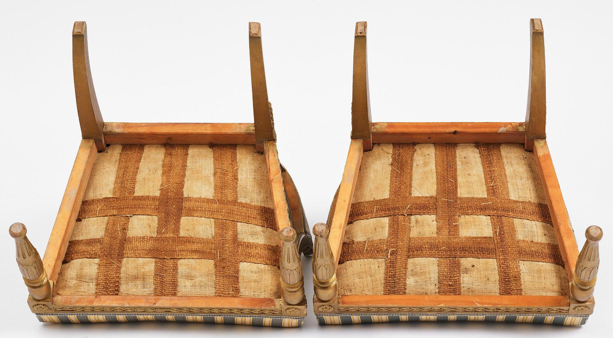 A pair of late Gustavian open armchairs attributed to E. Ståhl (master in Stockholm 1794-1820).