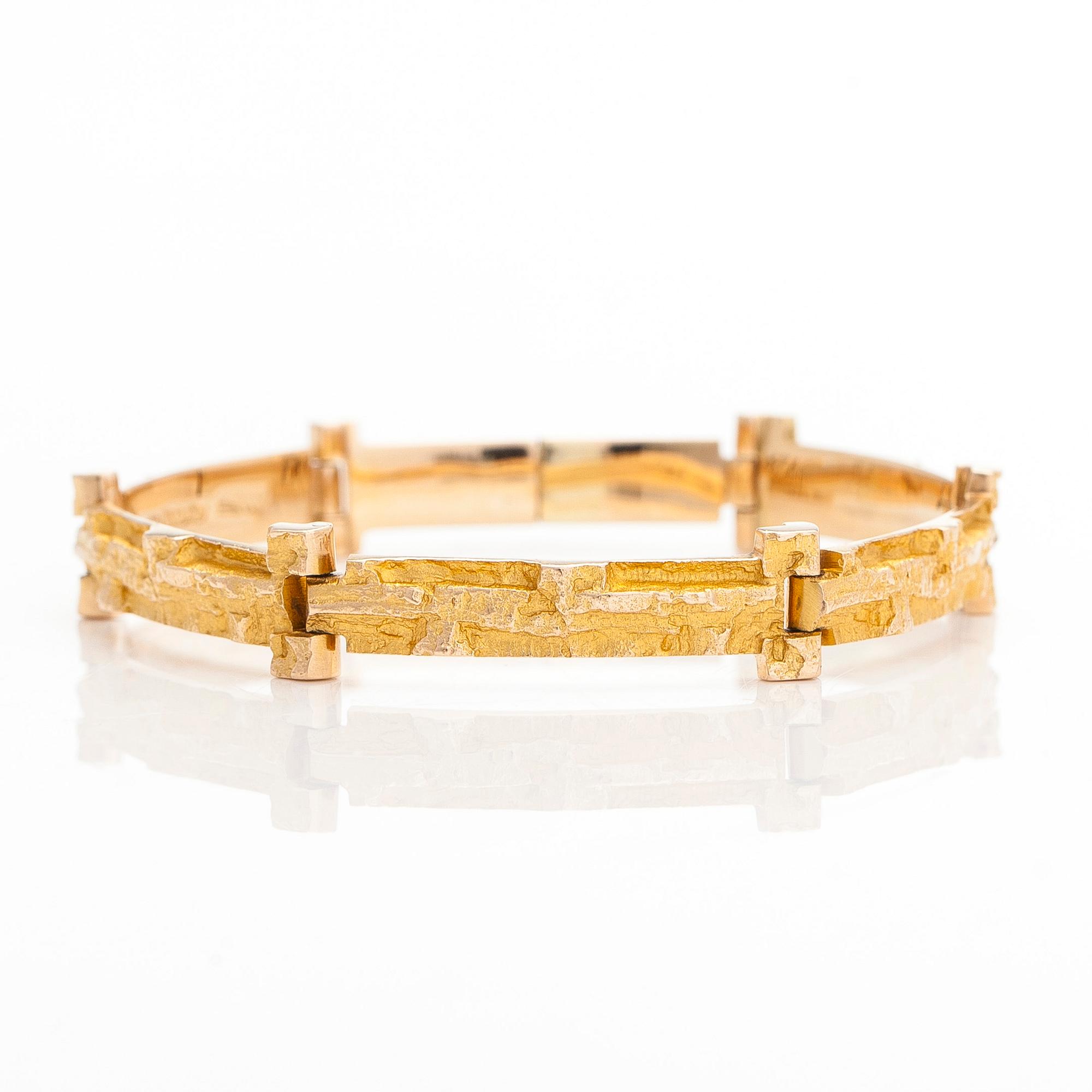 Björn Weckström, a 14K gold bracelet 'Tundra' for Lapponia 1969.