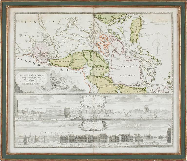 JOHAN BAPTISTA HOMANN, 2 st, kartor, delvis kolorerade.