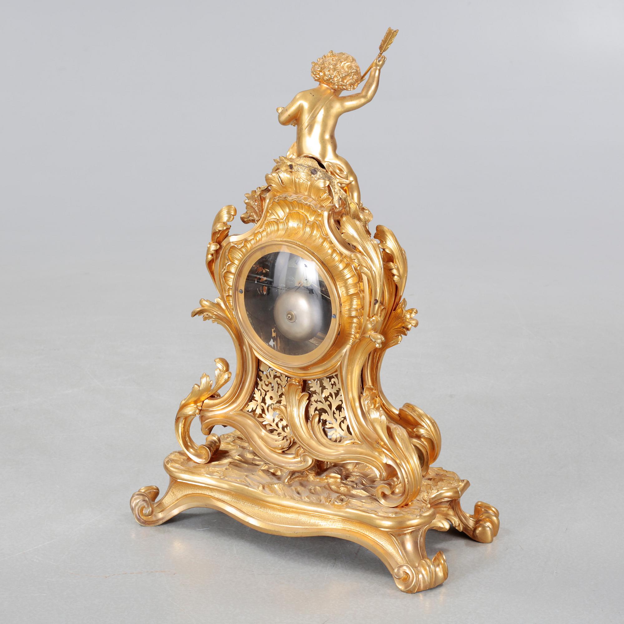 A table clock, clockwork marked "Vr PAILLARD A PARIS, RODIER A PARIS", mid/second half of the 19th century.