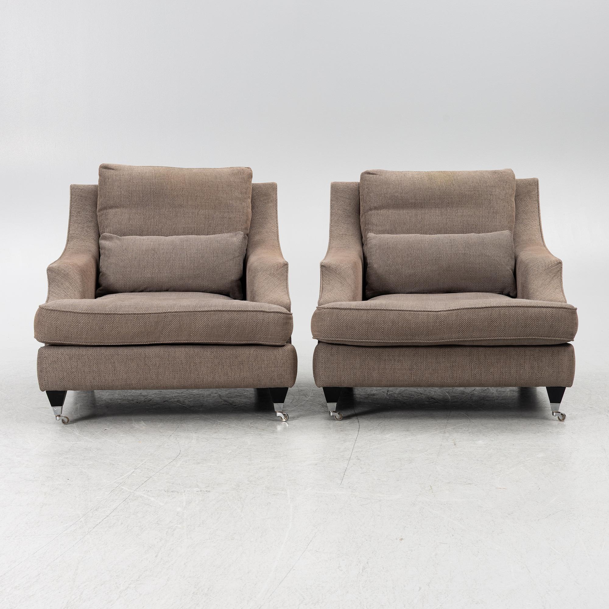 Fåtöljer med fotpallar, ett par, JIO möbler.