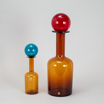 OTTO BRAUER, 2 glass vases,  Kastrup, Holmegaard, Denmark.