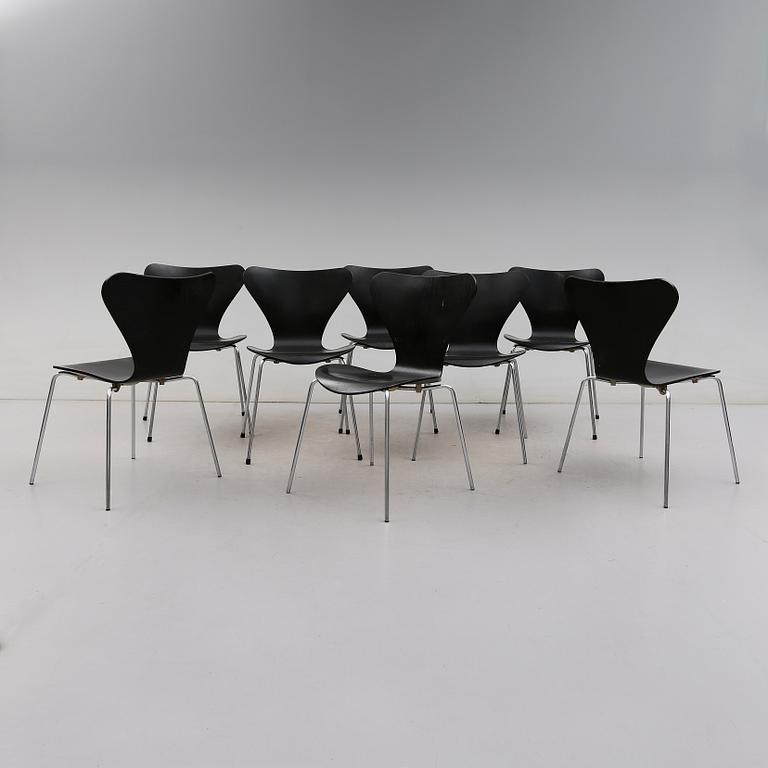 STOLAR, 8 st, "Sjuan", Arne Jacobsen, Fritz Hansen, 1980-tal.