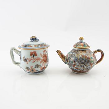 Teapot, cup with saucer and cream jug China 18th century porcelain.