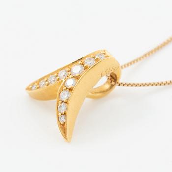Pendant with chain, 18K gold set with brilliant-cut diamonds.