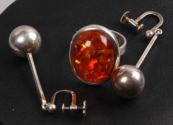 ARMRING, RING SAMT ÖRHÄNGEN, silver, bl a From, Danmark.
