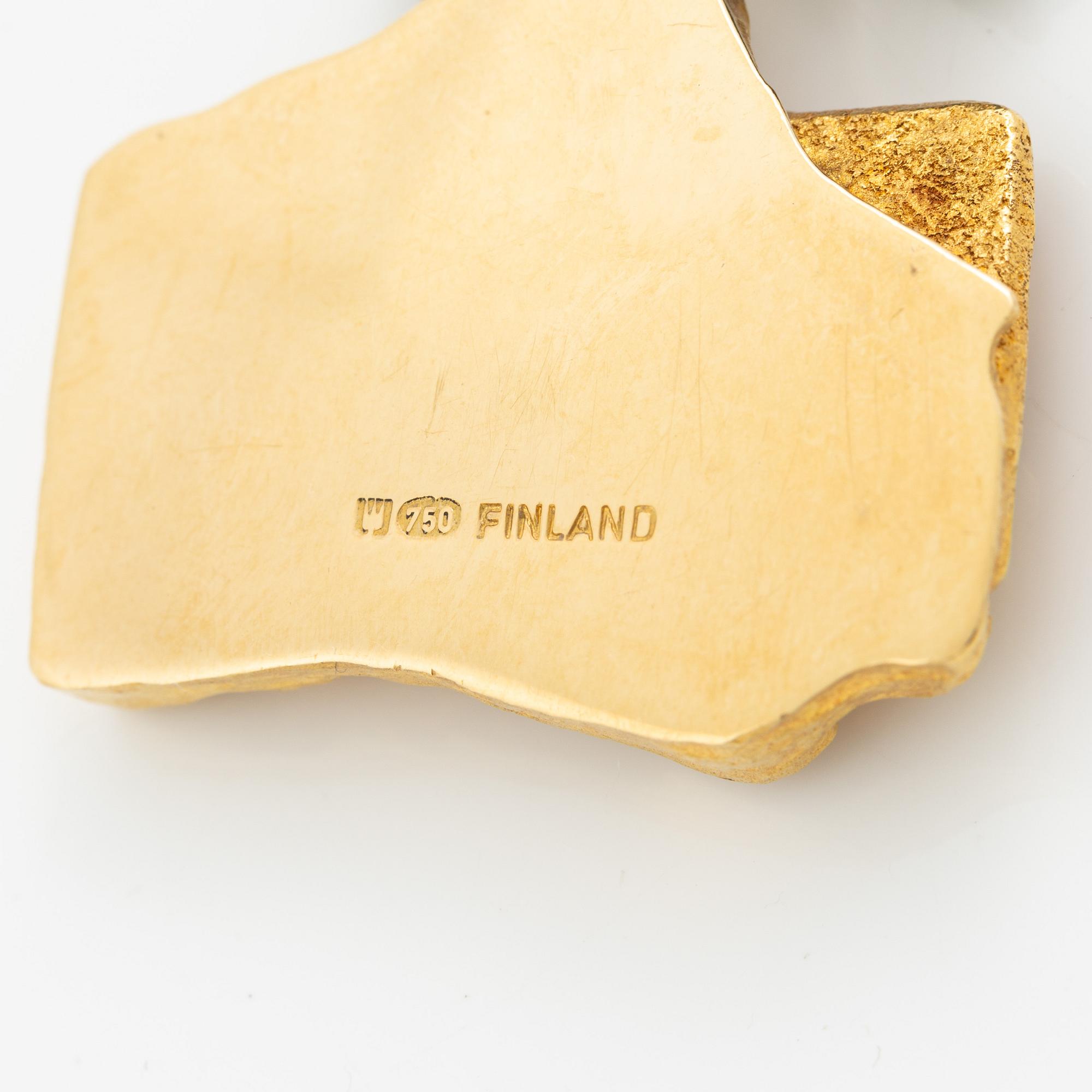 Björn Weckström, a necklace "Rain in the mountains", 18K gold with moss agate, Finland. For Lapponia.