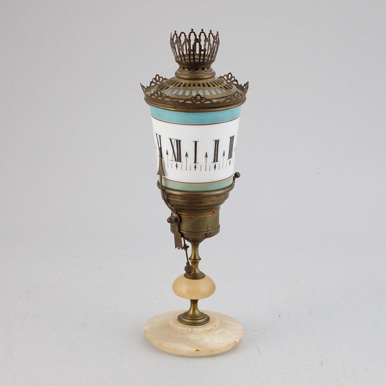 A night-light clock, late 19th century.