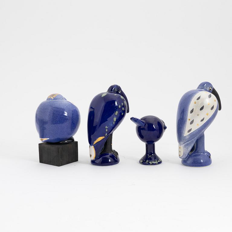 Lisa Larson, a set of four stoneware sculptures from the 'Fenix'-series, K-Studion, Gustavsberg.