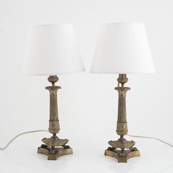 A pair of table lamps, Empire style, 20th century.