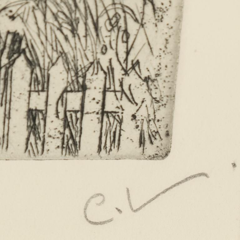 CARL LARSSON, etching, signed C.L. in pencil. Executed 1909. State 2. "Lisbeth play acting".