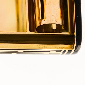 A CARTIER VANITY CASE, 18K gold, enamel, rose cut diamonds. 1930s.