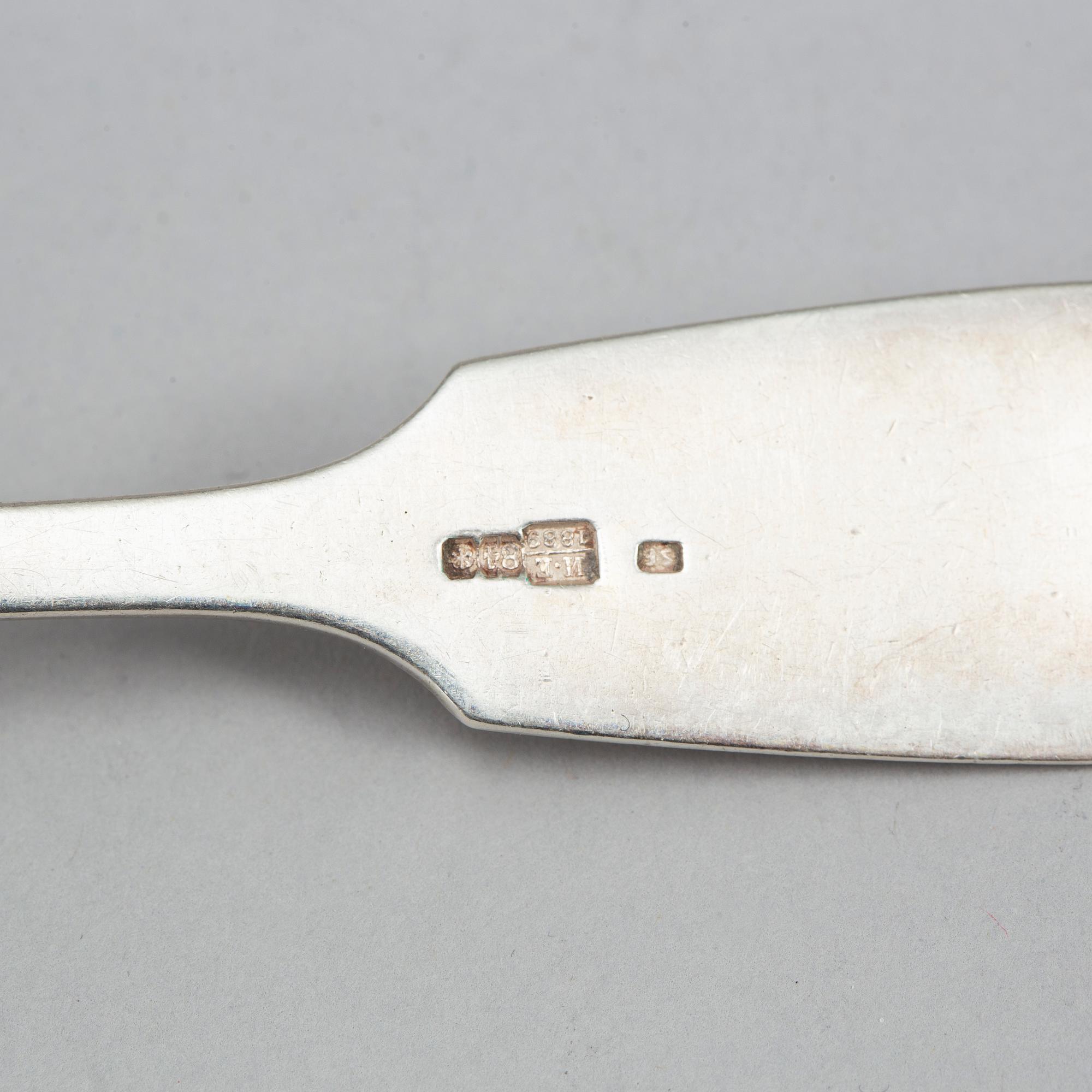 A set of Russian silver spoons, 12+12+3, St. Petersburg 1889.