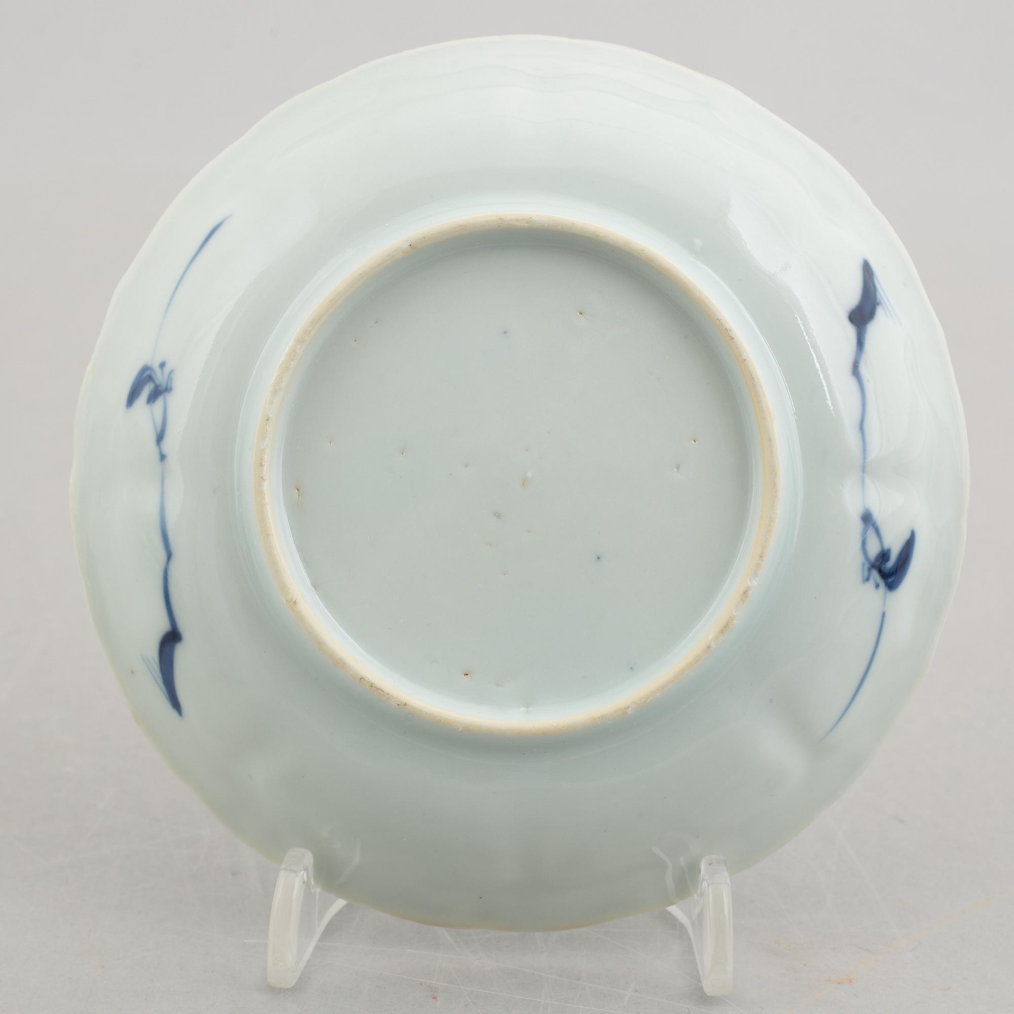 Koppar med fat, ett par + 1, porslin, Kina, Kangxi (1662-1722).