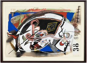 Carsten Regild, mixed media on paper, signed.