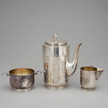 KAFFESERVIS, 4 delar, C F Carlman, Stockholm 1930- samt 38. Tot vikt 1722 gram.