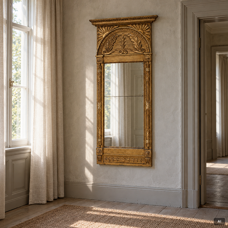 An Empire giltwood mirror by C. G. Hafström (master in Stockholm 1795-1815).