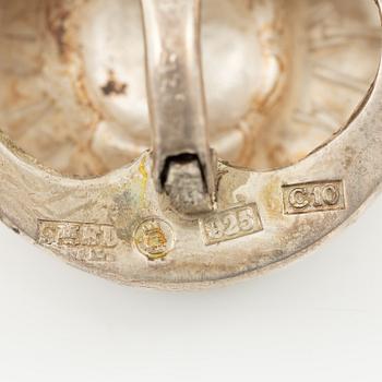 Lars Arby, three pairs of earrings, sterling silver, Gothenburg 1977, 1982 and 1983.
