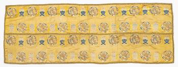 A group of three silk textiles, Qing dynasty.