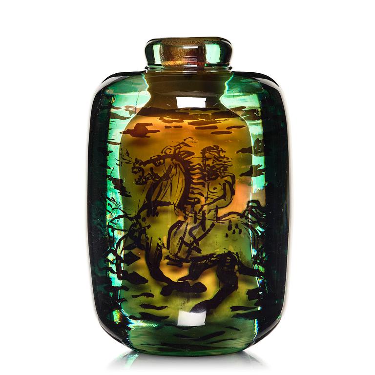 Edvin Öhrström, a graal glass vase, Orrefors 1948, no. 1413B.