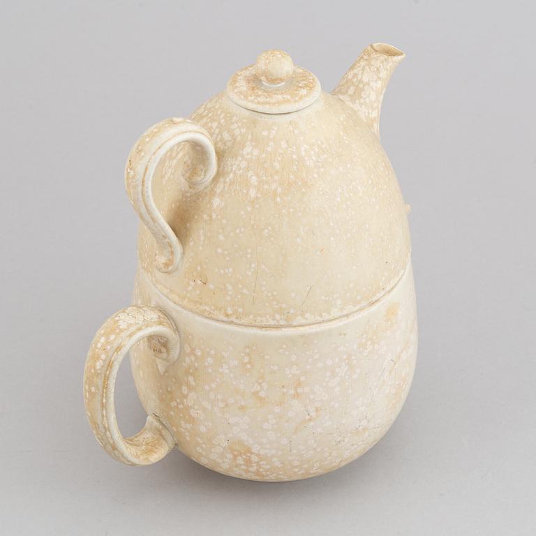 Gunnar Nylund, a set of 2 double" stoneware pots, model UB and a bowl, Rörstrand, Sweden 1940's.